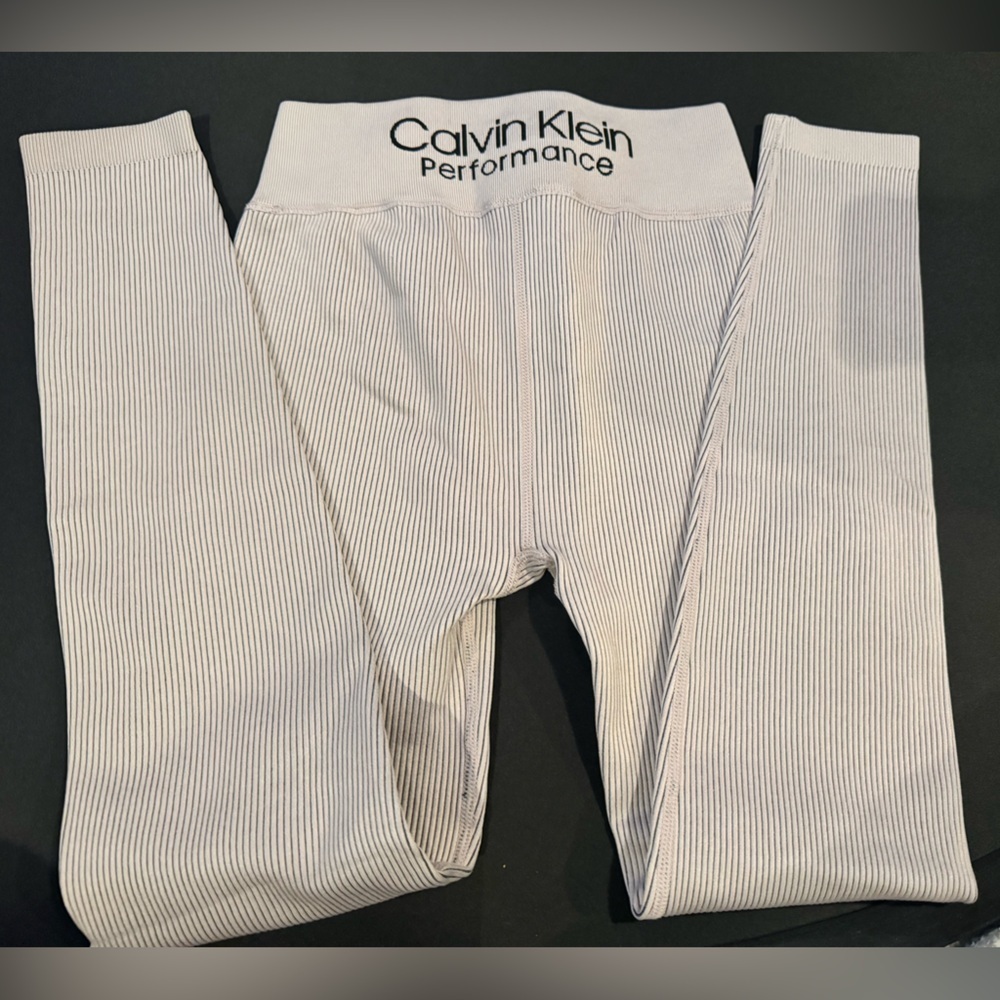 Calvin Klein Kids Light Gray Leggings Minimalist Preppy Sporty